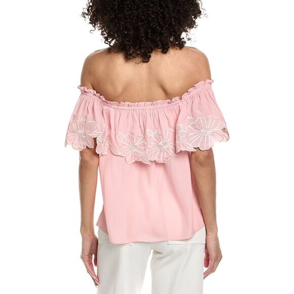 Ramy Brook Womens  Cairo Short Sleeve Top, Pink - Picture 2 of 3